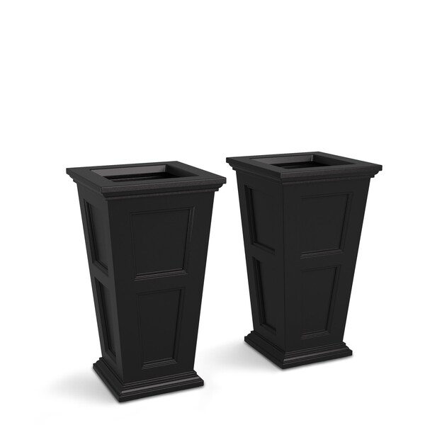 Fairfield 28in Tall Planter - Black 2-Pack